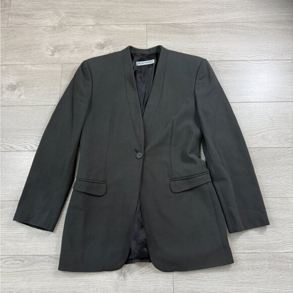 Emporio Armani Brown Taupe Wool Career Office Blazer - Picture 1 of 10